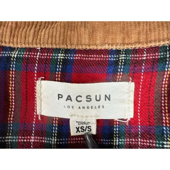 Pacsun Flannel Lined Corduroy Trucker Jacket Crop Women’s XS/S‎ Orange Brown - Picture 6 of 7